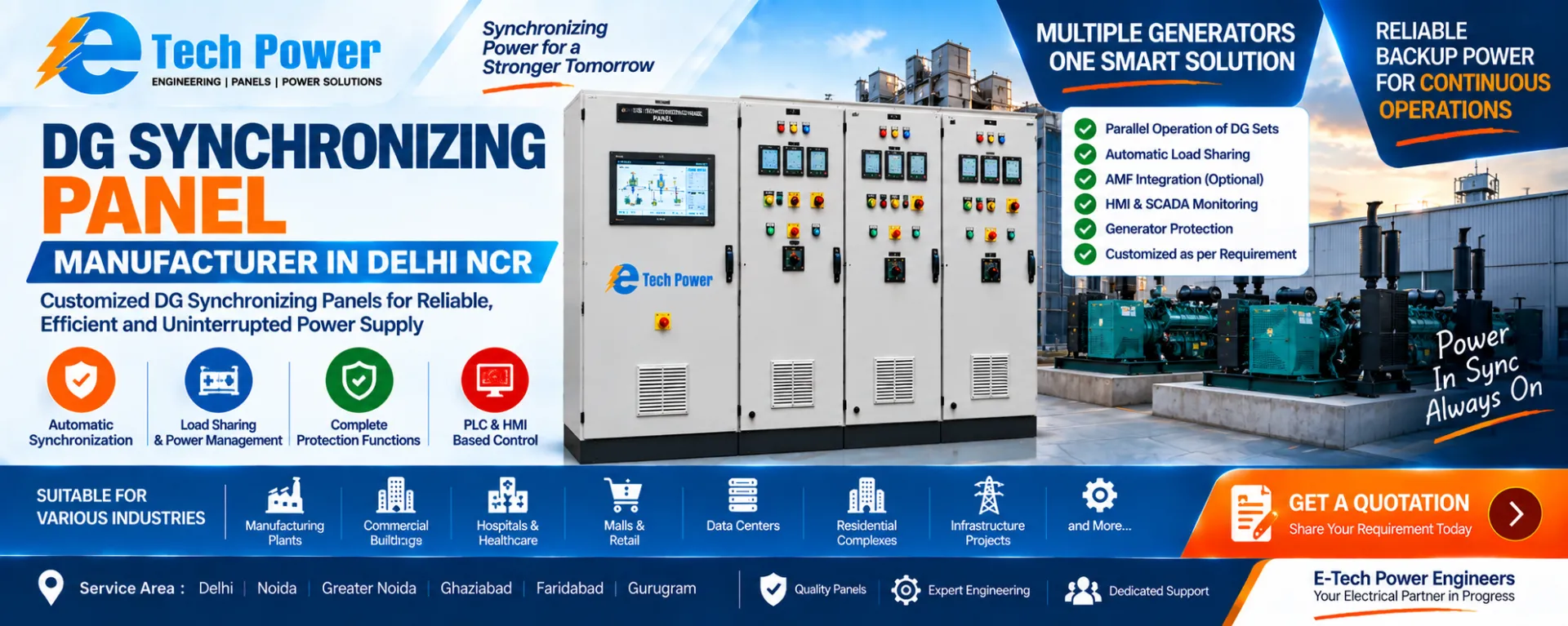 DG Synchronizing Panel Manufacturer in Delhi NCR